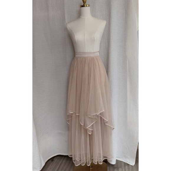 Free People Tutu Maxi Tulle Skirt Rose Sheer Boho Whimsigoth Fairy Size 0